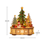 LED-illuminated wooden house, decorative table ornament