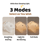 Satsus® Breathing Bear Snuggly  Squishy Silicone Sleeping Companion Sound LED Night Light Perfect Gift