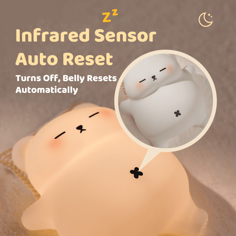Satsus® Breathing Bear Snuggly  Squishy Silicone Sleeping Companion Sound LED Night Light Perfect Gift