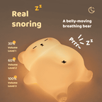 Satsus® Breathing Bear Snuggly  Squishy Silicone Sleeping Companion Sound LED Night Light Perfect Gift