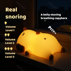 Satsus® Sleeping Capybara Breathing Squishy Silicone Companion Sound LED Night Light Perfect Gift