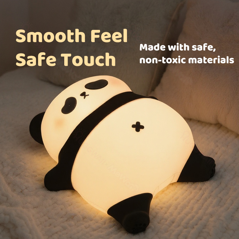 Satsus® Napping Panda Breathing Squishy Silicone Companion Sound LED Night Light Perfect Gift
