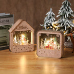 Illuminated wooden house, hand-painted, LED night light