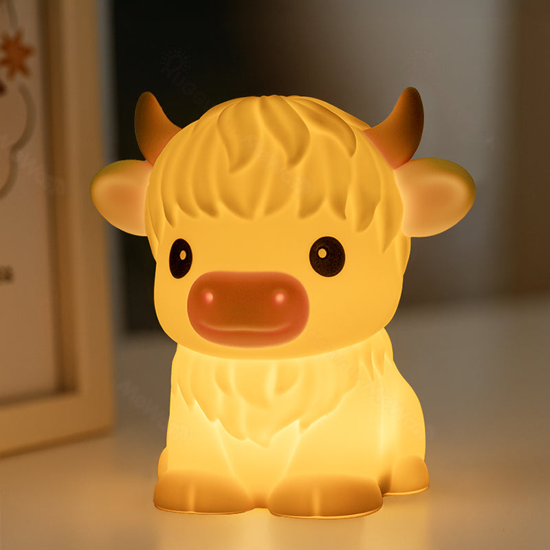Satsus® Highland Cow Silicone Squishy LED Night Light - Perfect Gift for Kids and Girls