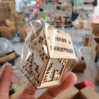 Decorative illuminated miniature wooden house