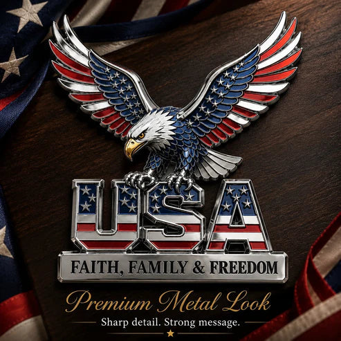 USA 250th Anniversary  - ★USA Faith, Family & Freedom★ Metal Emblem-WH