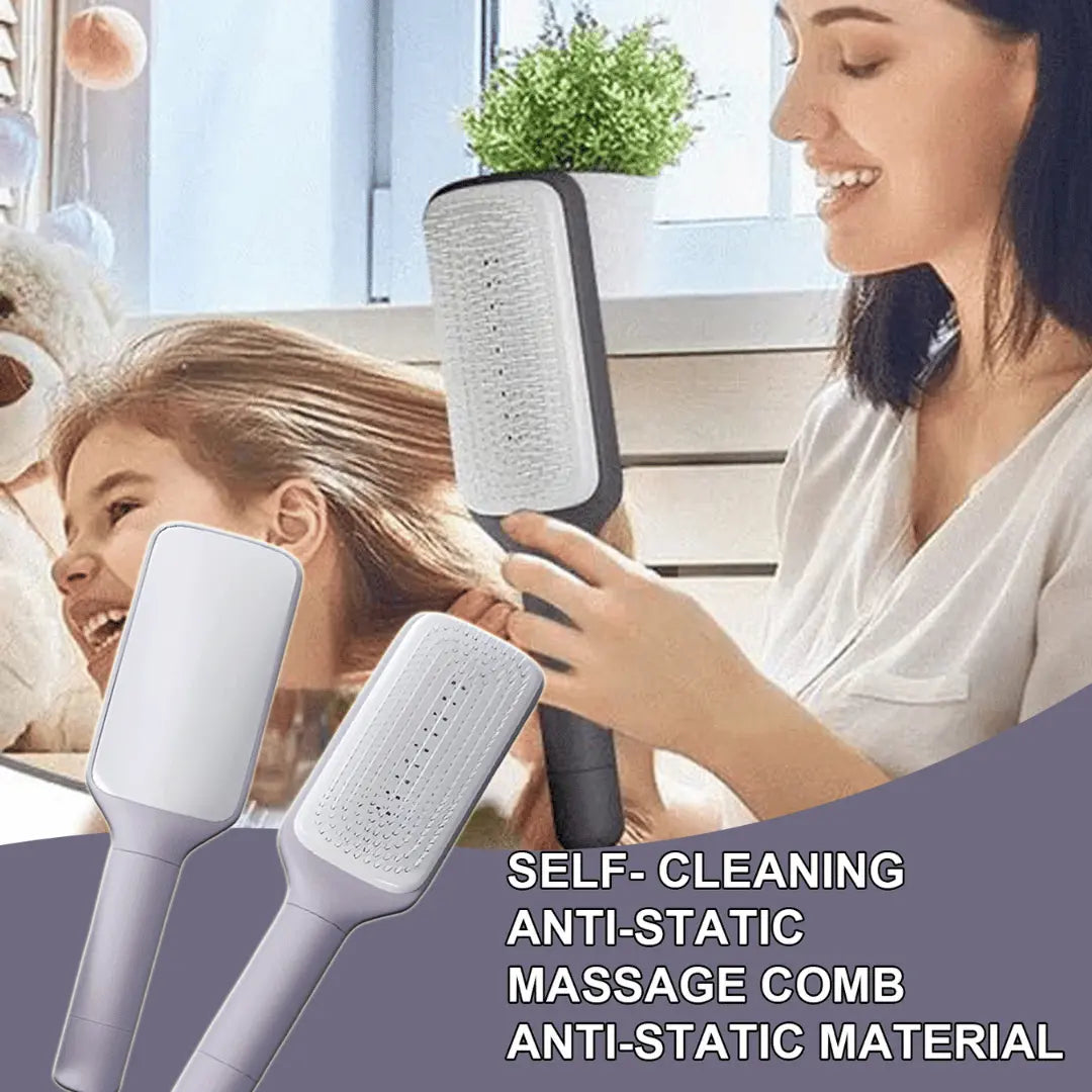 SilkyCare 4-in-1 Self-Cleaning Hairbrush