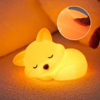 Satsus® Fox Night Light with Curled Tail Silicone Squishy Animal Design Lamp Perfect Gift