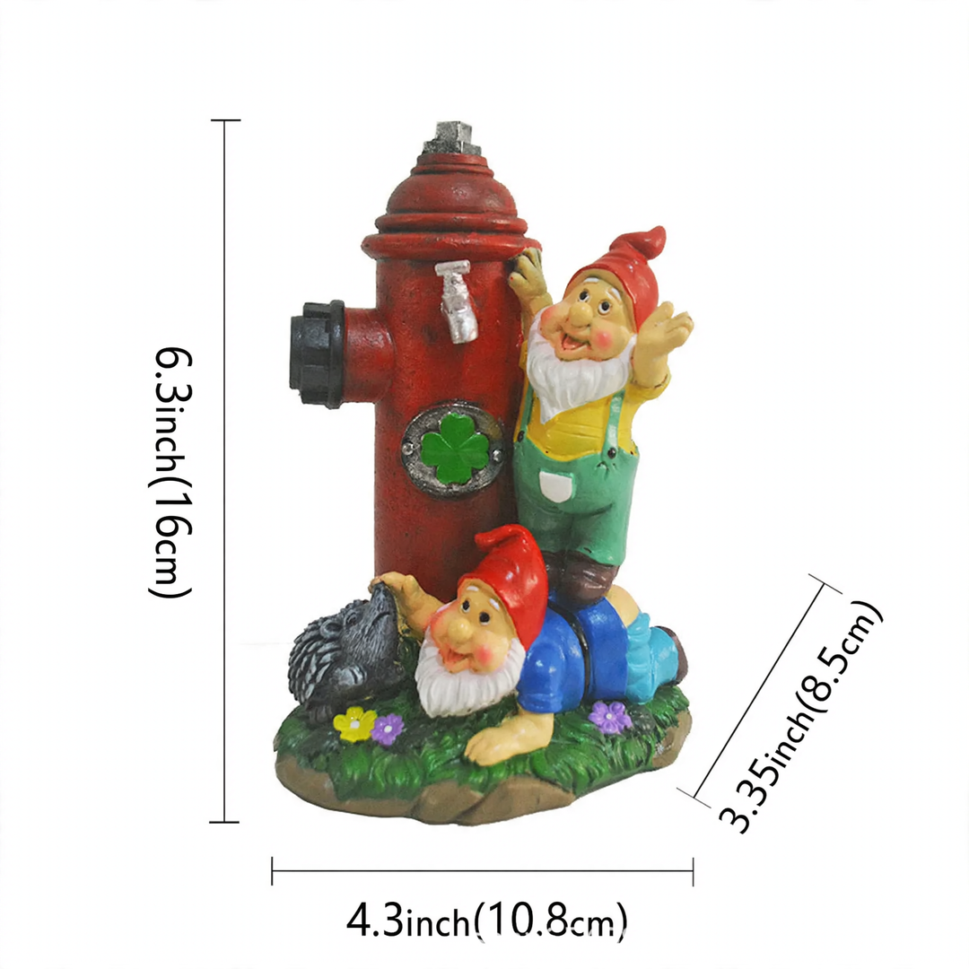 Gnome figure with red hat and hydrant motif
