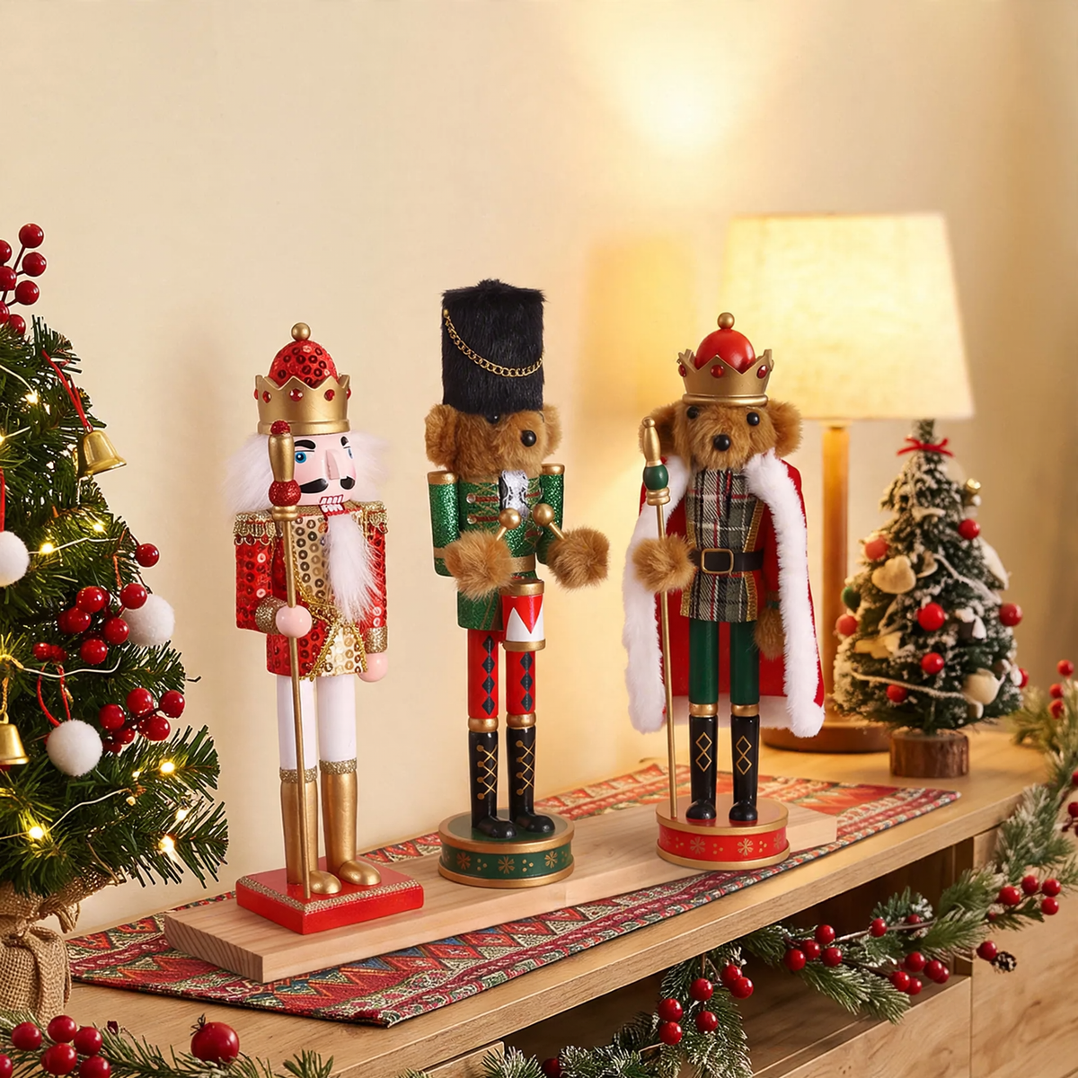 Decorative nutcracker figure made of wood, 30 cm