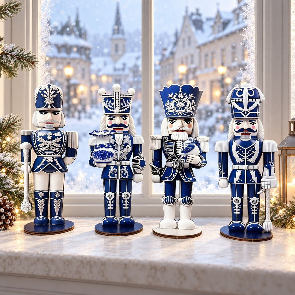4-piece set nutcracker soldiers, gingerbread design, 2D print