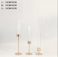 Elegant candle holder made of glass and metal