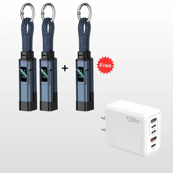 4-in-1 Digital Display Keychain Charging Cable