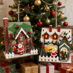 Decorative wooden Christmas house as hanging decoration or display piece