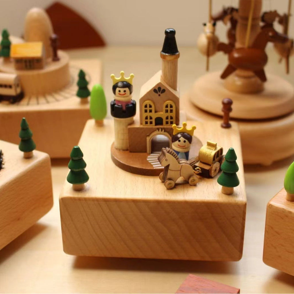 Wooden music box with mechanical movement