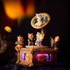 Retro music box with cat motif and Bluetooth function