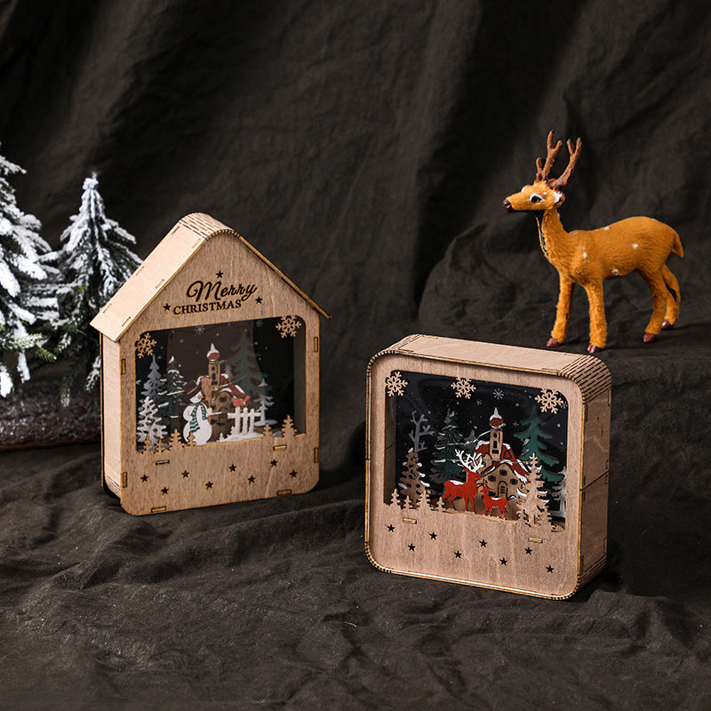 Illuminated wooden house, LED Christmas decoration
