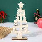 Christmas wooden table decoration with inscription