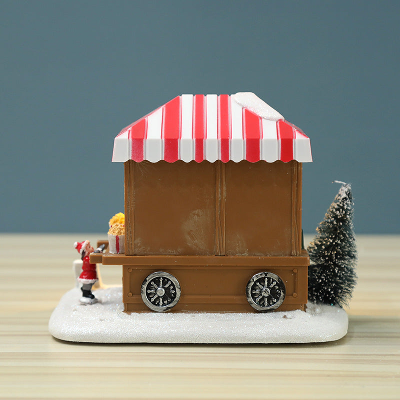 Decorative illuminated Christmas popcorn house made of resin