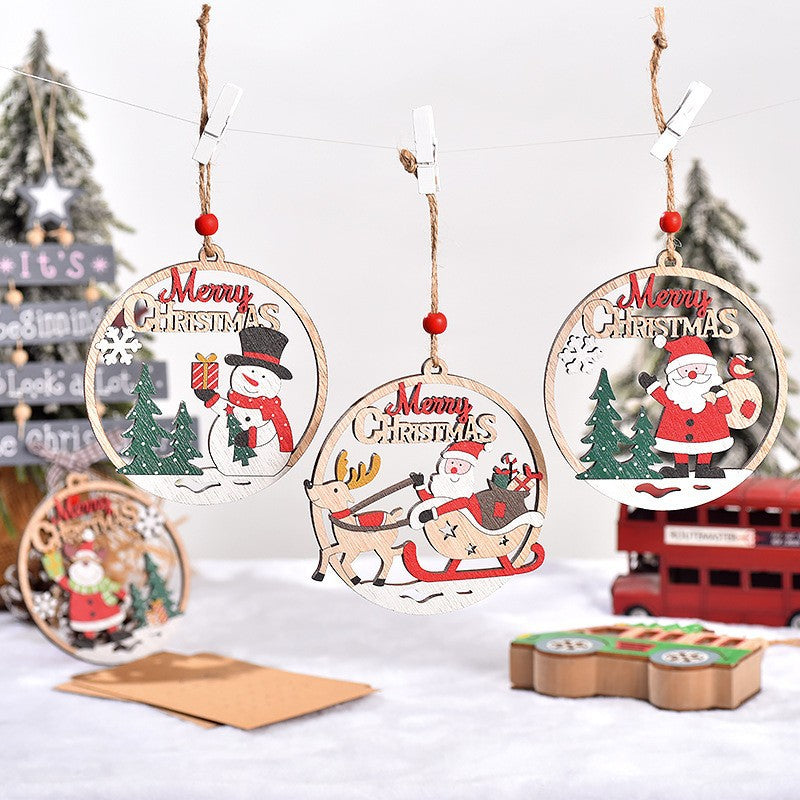 Decorative gnome wooden pendant with Christmas motifs
