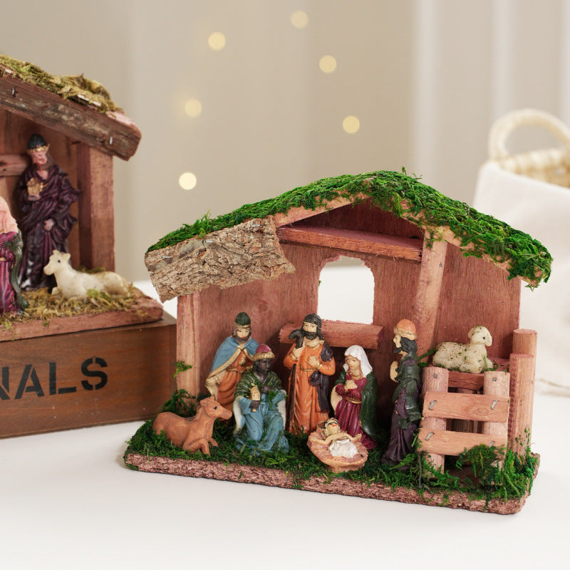 Christmas crib decoration with figures