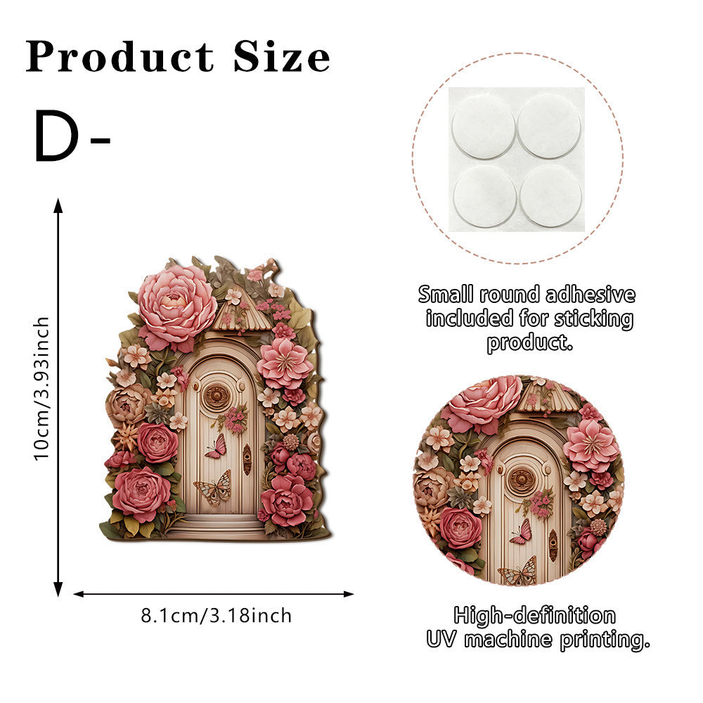 Decorative miniature fairy door made of wood for plants and gardens