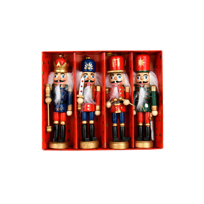 Nutcracker soldiers made of wood, set for Christmas decoration