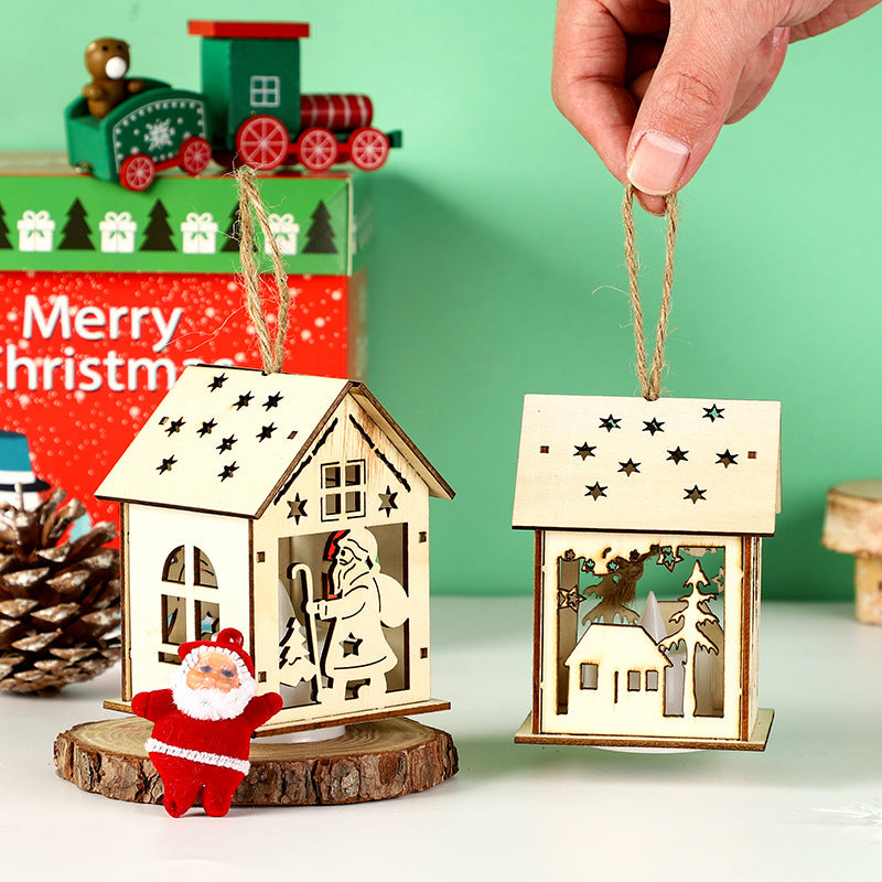 Illuminated wooden house for the Christmas season