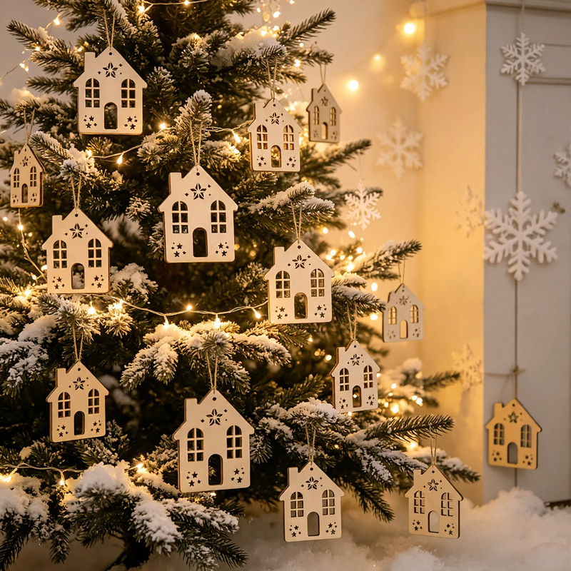 Untreated wood hanging sign for Christmas decoration