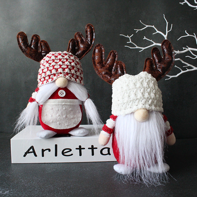 Christmas Elf Figure with Antler Hat, Standing