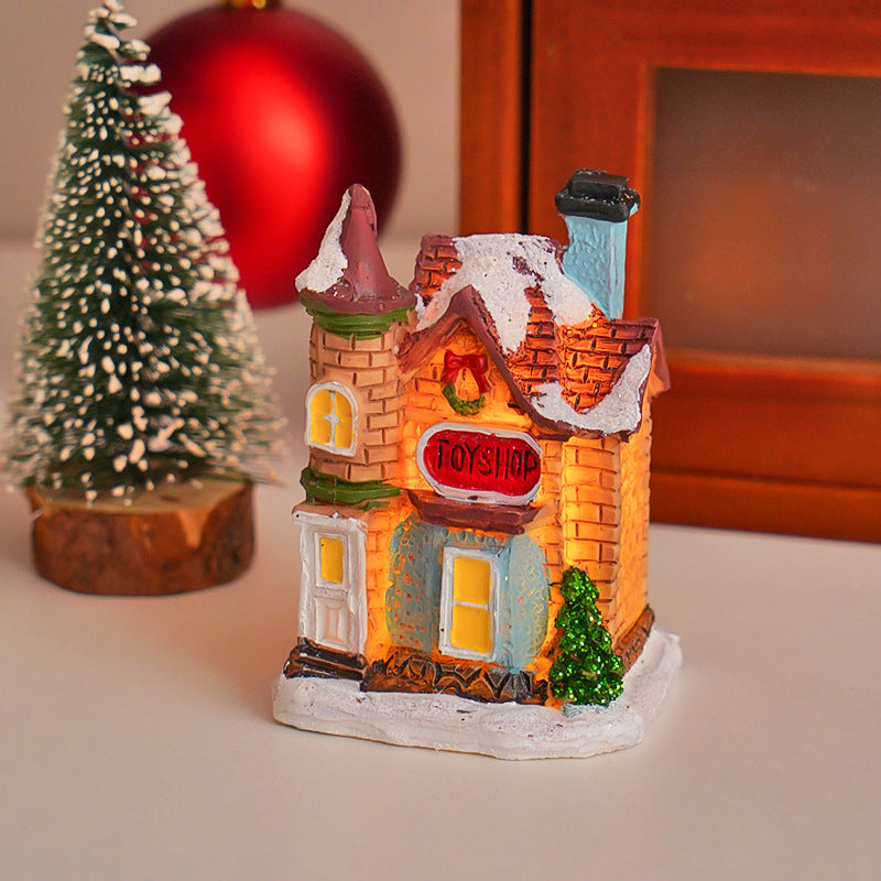 Illuminated Christmas miniature house made of resin