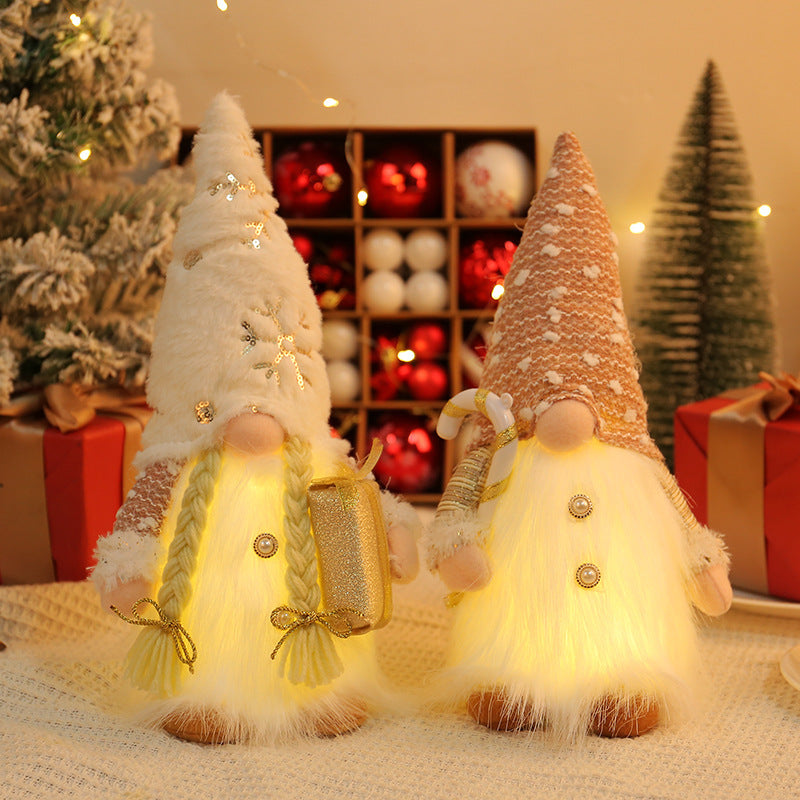 Glittering gnome figure with LED lighting