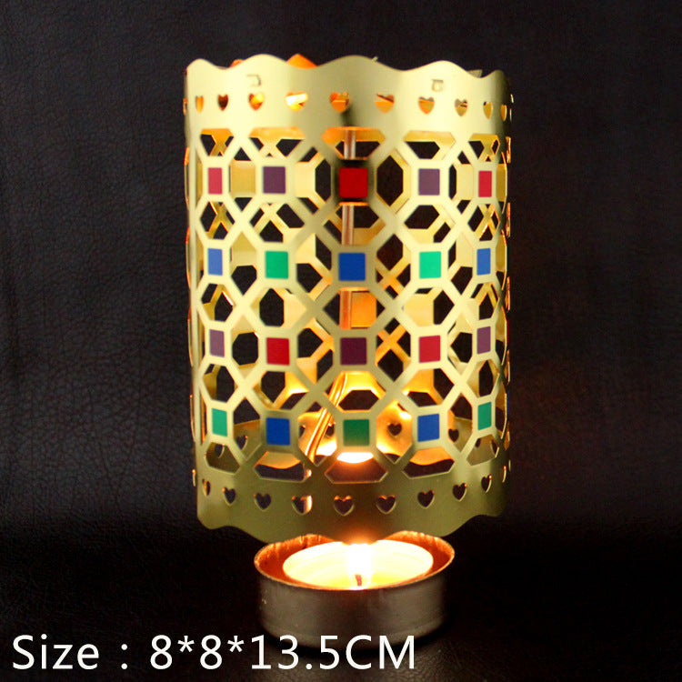Rotating metal candle holder, round