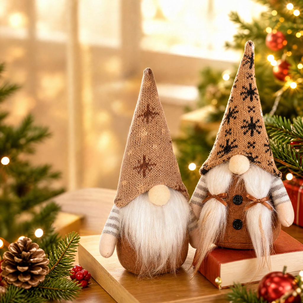 Christmas elf with knitted cap, brown