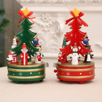 Rotating wooden music box for Christmas