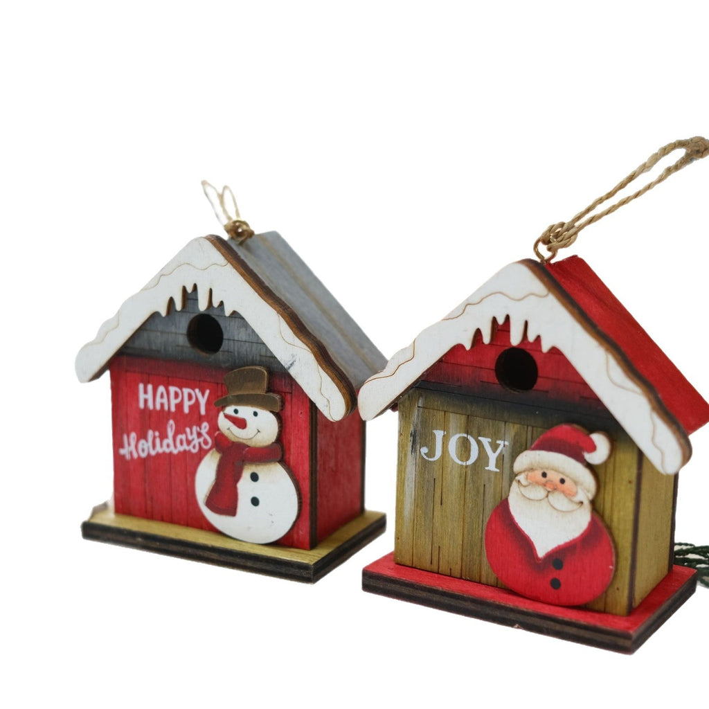 Decorative Retro Wooden Hut with Christmas Design
