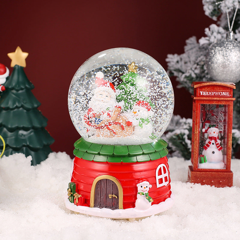 Christmas snow globe with music and light