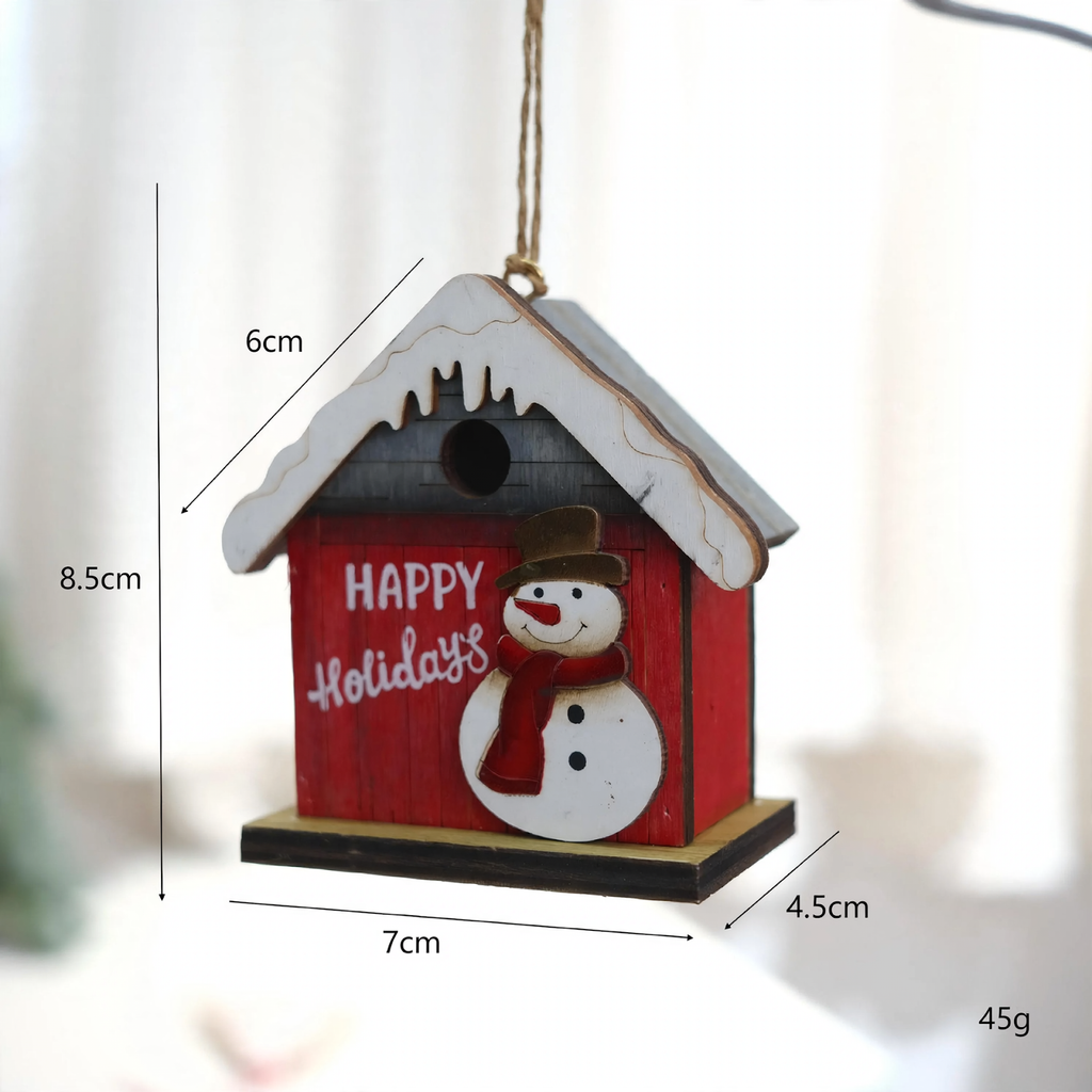 Decorative Retro Wooden Hut with Christmas Design