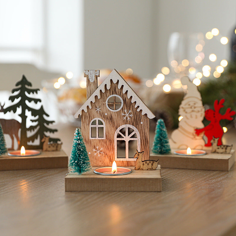 Christmas candle holder made of wood