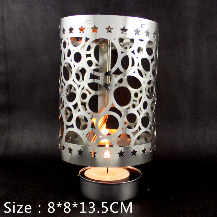 Rotating metal candle holder, round
