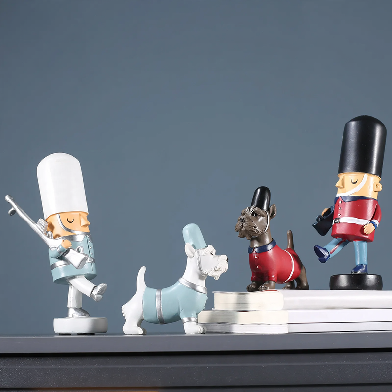 Decorative nutcracker figure soldier with dog