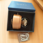Crystal ball music box with rotating base and dried flowers