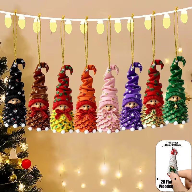 Colorful gnome pendant made of wood