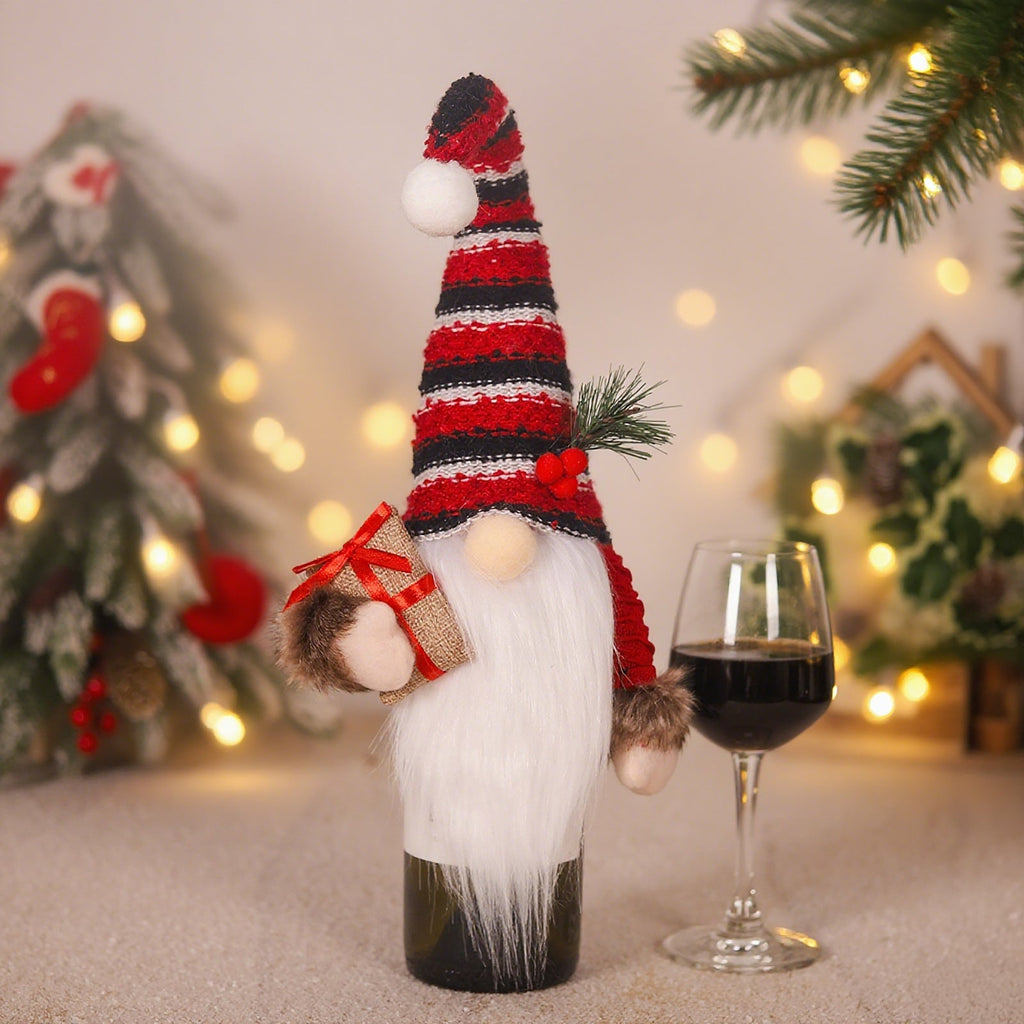 Decorative gnome figurine with Christmas accessories