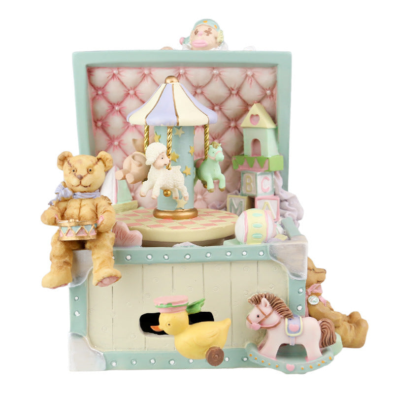 Vintage Carousel Music Box made of Resin