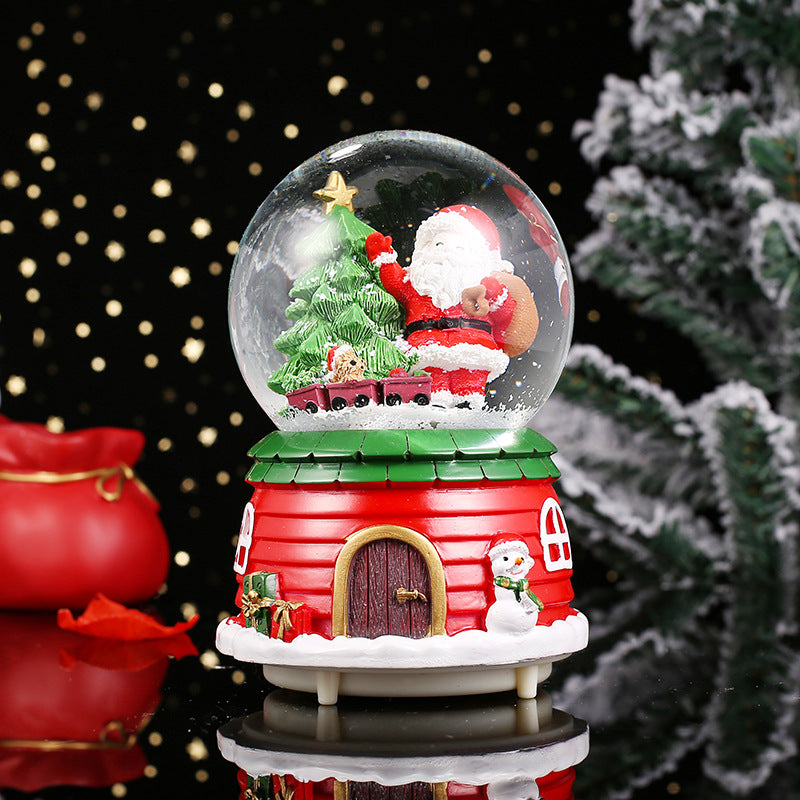 Christmas snow globe with music and light