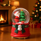 Christmas snow globe with music and light