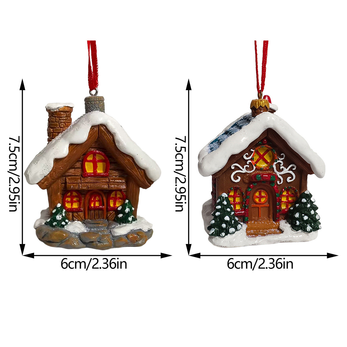 Christmas house pendant with lighting made of resin