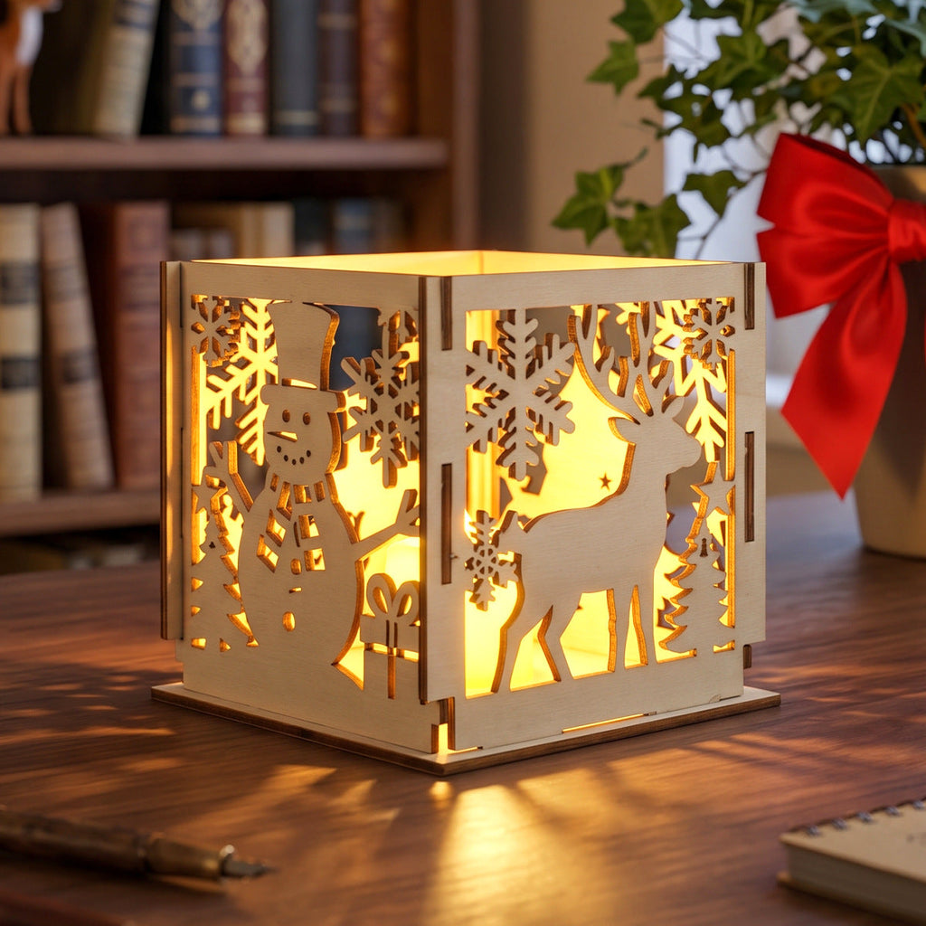 Christmas wooden lampshade decoration