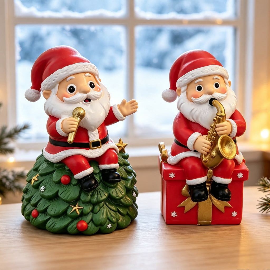 Santa Claus figure with instrument, resin decoration